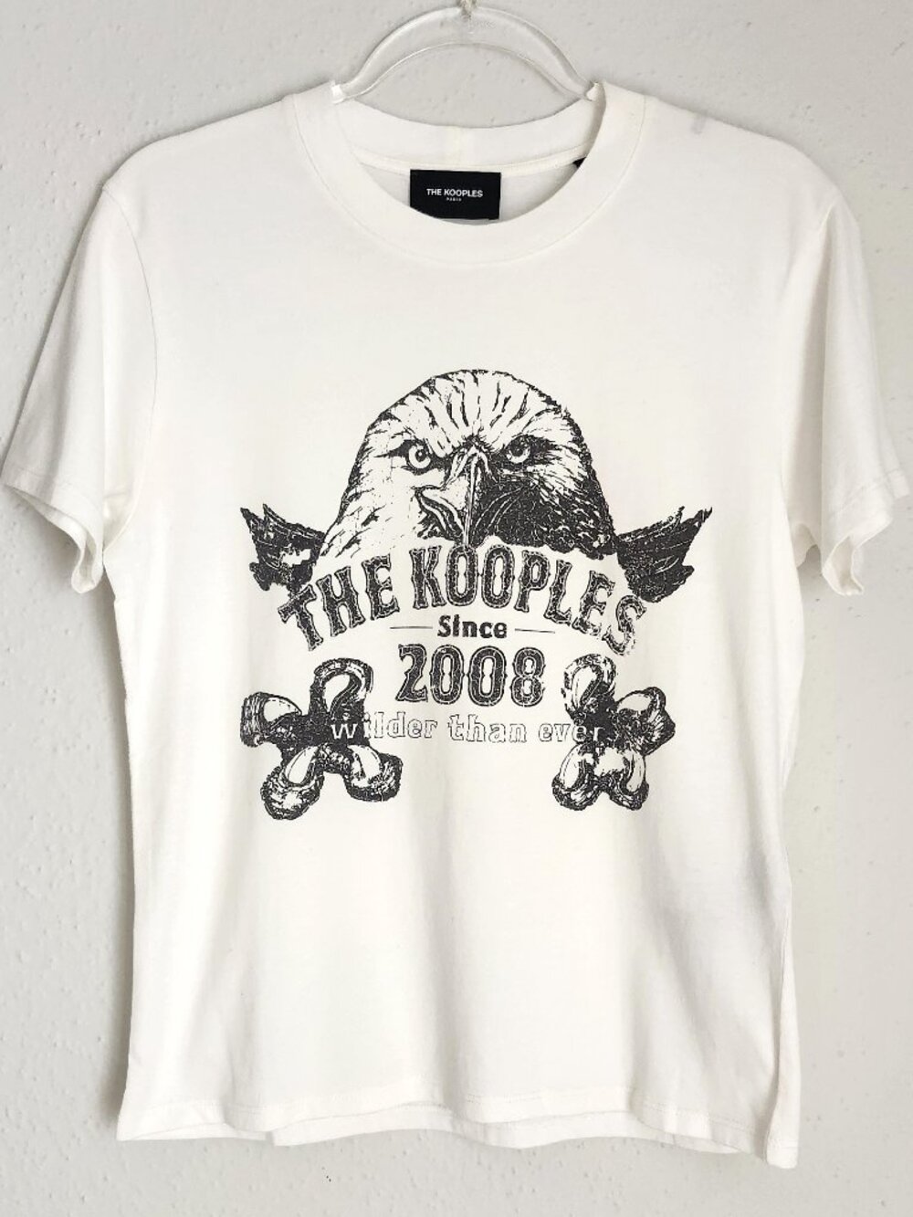 THE KOOPLES Eagle Beaded Text White SSTee XS/0 Bikercore